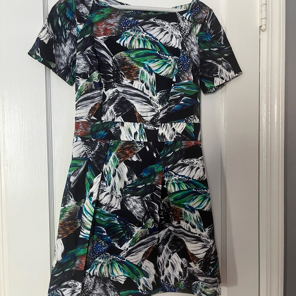 French Connection Multicolor Feather Print Dress